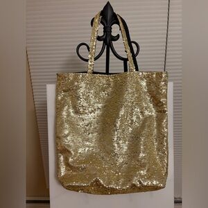 Holiday Stylish Casual Chic Sparkly Soft Retro Y2K Coquette Fun Gold Sequin Tote